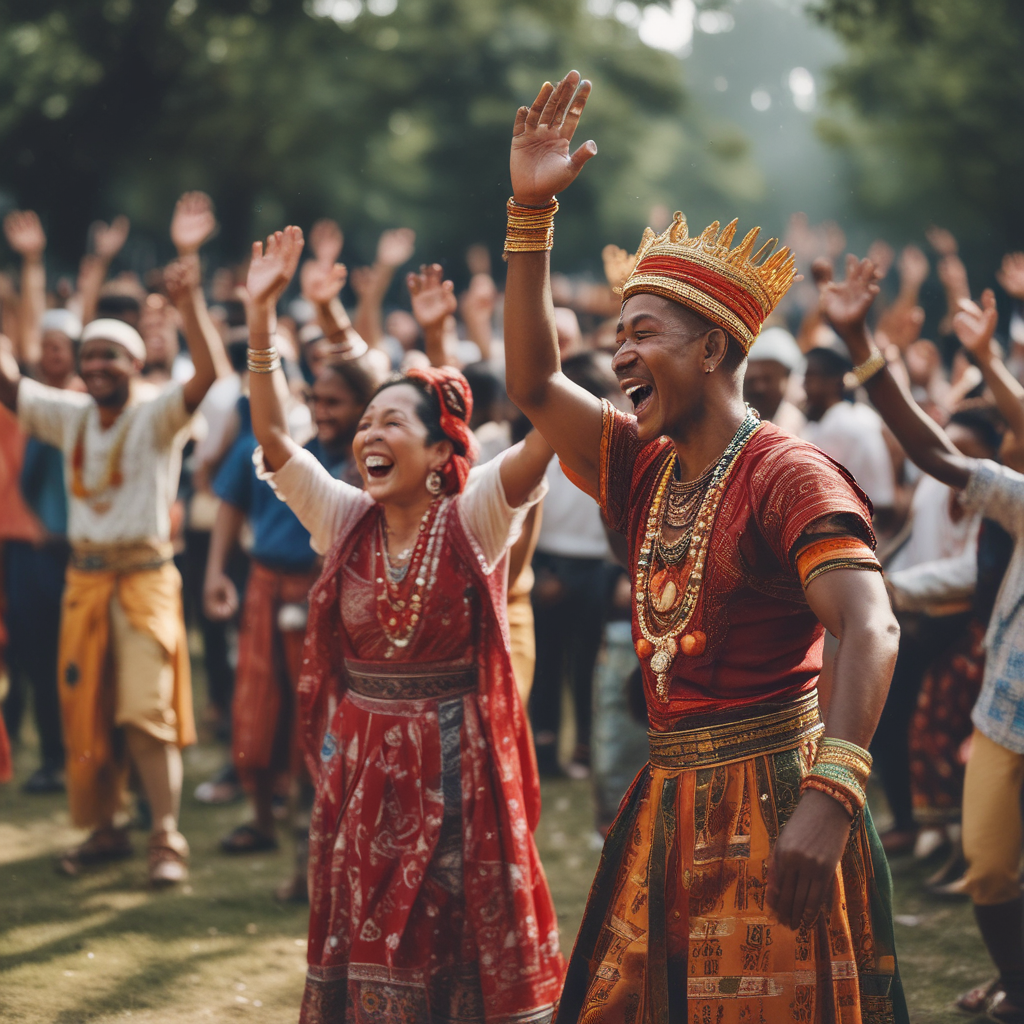 People celebrating at a traditional event